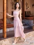  Set áo croptop hồng chân váy đuôi tôm 