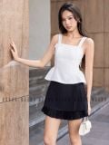  Set áo trắng nhún eo chân váy đen [TÂM x ND] 