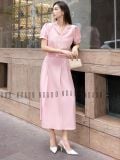  Set áo hồng tay phồng váy xếp ly [TÂM x ND] 