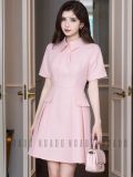  Đầm sơ mi hồng ngắn tay 