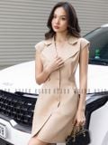  Đầm nâu cổ vest tay con [TÂM x ND] 