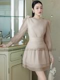  Đầm nude voan đính hoa 