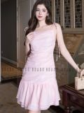  Đầm voan hồng 2 dây 