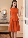  Set áo váy cam xếp ly 