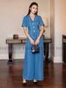  Set áo quần xanh vest nhún eo 