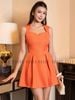  Đầm cam xếp ly 