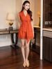 Set áo quần cam cổ vest 