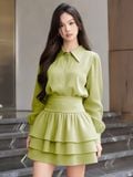  [TẶNG TÚI] Set áo váy sơ mi xanh bơ [TÂM X ND] 
