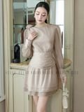  Đầm nude voan đính hoa 