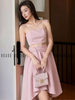 Set áo croptop hồng chân váy đuôi tôm