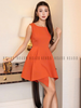  Đầm cam xếp tùng 