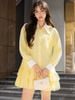  Đầm babydoll sơ mi caro vàng 