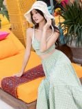  Set áo váy caro xanh xoắn ngực [TÂM x ND] 