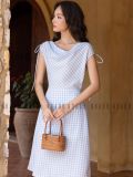  [TẶNG NÓN] Đầm caro xanh cổ đổ [TÂM x ND] 