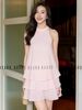  Đầm babydoll hồng cổ yếm tùng tầng 