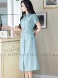  Đầm sơ mi xanh mint 
