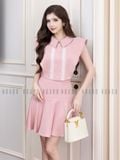  Set áo váy hồng phối ren trắng 