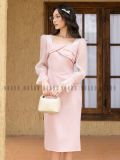  Đầm hồng cổ vuông tay voan [TÂM x ND] 