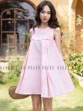  [TẶNG NÓN] Đầm caro hồng xếp ly đính nơ [TÂM x ND] 