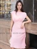  Đầm hồng dây rút nhún hông [TÂM x ND] 