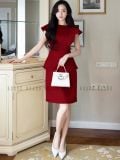  Đầm đỏ peplum cánh tiên 