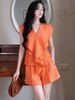  Set áo tầng cam quần short 
