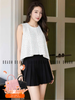  [TẶNG TÚI] Set áo chấm bi cổ tròn chân váy xếp ly 