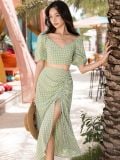  Set áo váy caro xanh xẻ tà [TÂM x ND] 