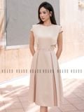  [TẶNG TÚI] Đầm nude tay con xếp ly 
