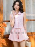  Set áo caro hồng quần bí [TÂM x ND] 