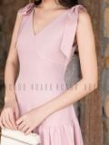  Đầm hồng cổ V dây nơ vai [TÂM x ND] 