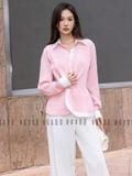  Set áo quần sơ mi hồng xoắn eo [TÂM x ND] 