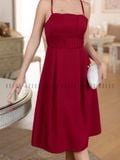  Đầm đỏ hai dây xếp ly ngực [LM x ND] 