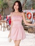  Set áo váy hồng hai dây xếp ly [TÂM x ND] 