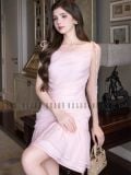  Đầm voan hồng 2 dây 