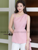 Set áo quần hồng xếp ly vai