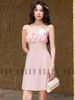  Đầm hồng cúp ngực nhún phối hoa [TÂM x ND] 