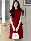  Đầm đỏ peplum cánh tiên 