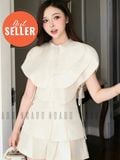  Set áo quần kem cổ xếp tầng 