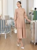  Đầm nâu xếp ly dài tay [LM x ND] 