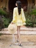 [TẶNG NÓN] Đầm caro vàng phối hoa eo [TÂM x ND] 