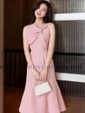  Đầm hồng nơ xếp 