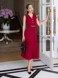  Set áo váy gile đỏ xếp ly [LM x ND] 