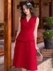  Đầm đỏ sát nách cổ vest [TÂM x ND] 