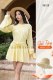  [TẶNG NÓN] Đầm caro vàng phối hoa eo [TÂM x ND] 