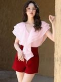  Set áo hồng quần short đỏ [TÂM x ND] 