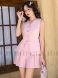  Set áo hồng tùng xoè quần xếp ly [TÂM x ND] 