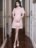  Đầm sơ mi hồng ngắn tay 