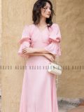  Đầm hồng xếp ly ngực tay bồng [TÂM x ND] 