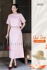  [TẶNG NÓN] Set áo váy hồng ngắn tay 